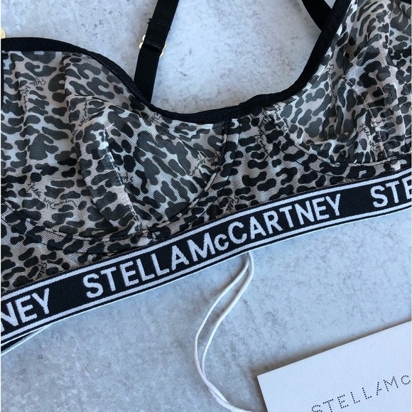 Stella McCartney Amelia Beaming Leopard Print Underwire Black Grey 34A - Picture 11 of 12